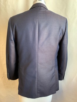 EFFETTI, Midnight Blue, Gold, Polyester, Viscose, Sharkskin Weave, Single Breasted, Collar Attached, Peaked Lapel, Hand Picked Collar/Lapel, 4 Pockets
