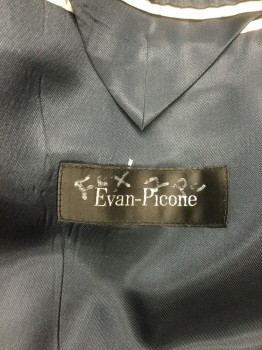 EVAN-PICONE, Navy Blue, Lt Gray, Wool, Stripes - Pin, Single Breasted, 2 Buttons,  3 Pockets, Notched Lapel, Center Back Vent,