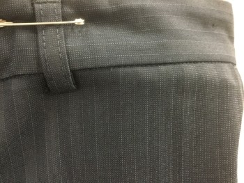 BOSS, Navy Blue, Blue, Wool, Polyester, Stripes, Stripes - Pin, Flat Front,