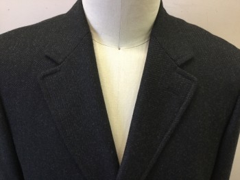 Mens, Coat, Overcoat, CANALI, Charcoal Gray, Wool, Stripes - Diagonal , 42 R, Single Breasted, Notched Lapel, 2 Pockets,