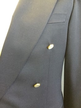 MALIBU, Navy Blue, Wool, Solid, Double Breasted, Peaked Lapel, 3 Pockets,