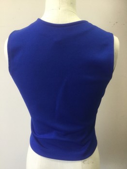 Womens, Cheer Top, CHASSE, White, Blue, Polyester, Chevron, Color Blocking, L, Sleeveless, V-neck, Pull Over