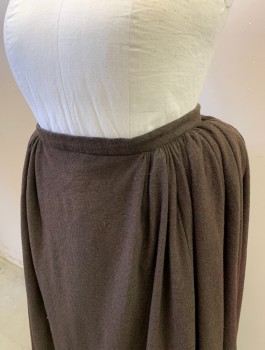 Womens, Historical Fiction Skirt, N/L MTO, Dk Brown, Wool, Solid, W:34, Thick Scratchy Wool, 1" Wide Waistband, Gathered at Sides and Back, Snap Closures in Back, Made To Order Reproduction