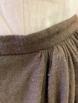 N/L MTO, Dk Brown, Wool, Solid, Thick Scratchy Wool, 1" Wide Waistband, Gathered at Sides and Back, Snap Closures in Back, Made To Order Reproduction