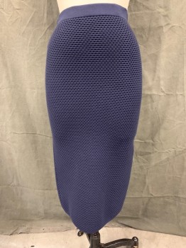 JONATHAN SIMKHAI, Navy Blue, Tencel, Polyamide, Solid, Honeycomb Pattern Knit, Elastic Waistband, Below Knee