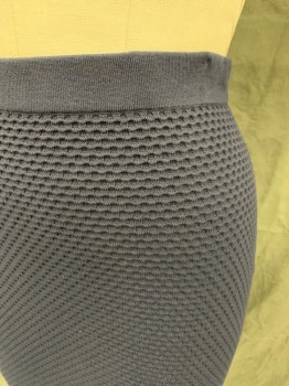 JONATHAN SIMKHAI, Navy Blue, Tencel, Polyamide, Solid, Honeycomb Pattern Knit, Elastic Waistband, Below Knee