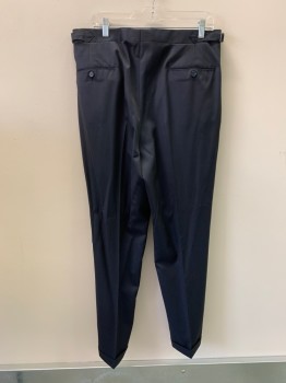 Mens, Suit, Pants, DAVID BOREANAZ, Navy Blue, Wool, 36/32, Side Pockets, Zip Front, Pleated Front, 2 Back Pockets