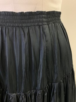 SNOOTY HOOTY, Black, Acetate, Solid, Gathered, Elastic Waistband, Long, 2 Tiers