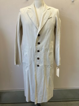 N/L, Lt Beige, Cotton, Solid, C.A., Notched Lapel, SB. 4 Pckts, Back Vents, Silf Back Belt