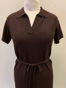 Designers, Brown, Polyester, Solid, S/S, C.A., Straight Fit, with Waist Belt