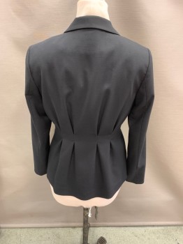 Womens, Blazer, H&M, Black, Polyester, Viscose, 12, Notched Lapel, Single Breasted, 1 Button, Pleated, 1 Pocket