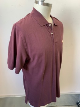 BROOKS BROTHERS, Brown, Cotton, Solid, S/S, Pique