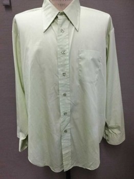 CAREER CLUB BELGRAVE, Lt Green, Polyester, Cotton, Solid, Long Sleeve Button Front, Collar Attached,  1 Pocket,