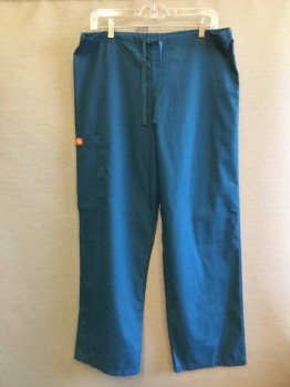 DICKIES, Teal Blue, Poly/Cotton, Solid, Double, String and Elastic Waist, Cargo Pocket Right Leg