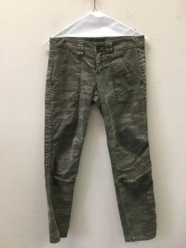 Womens, Pants, SANCTUARY, Olive Green, Brown, Cotton, Lycra, Camouflage, W28, Casual Pants. Camo Print. 4 Pockets,