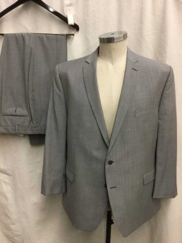 Mens, Suit, Jacket, CALVIN KLEIN, Taupe, Wool, 48L, Single Breasted, 2 Buttons,  Notched Lapel, 3 Pockets, Tiny Dotted Weave Cream & Brown = Taupe