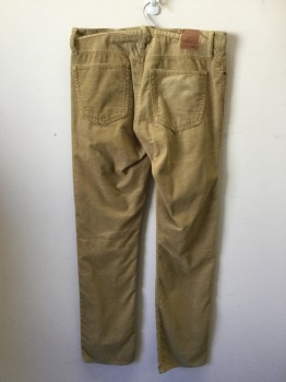 GAP, Tan Brown, Cotton, Polyester, Solid, Corduroy, Flat Front, Jean Style, Zip Fly, Belt Loops