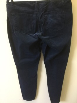 Womens, Casual Pants, LANE BRYANT, Navy Blue, Cotton, Solid, 20, Corduroy, Patch Pockets, Zip Fly