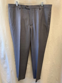 Mens, Suit, Pants, PRONTO UOMO, Heather Gray, Polyester, Rayon, 30.5, 42/, Side Pocket, Zip Front, Flat Front
