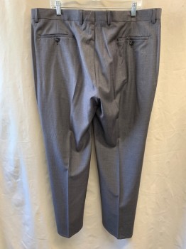 Mens, Suit, Pants, PRONTO UOMO, Heather Gray, Polyester, Rayon, 30.5, 42/, Side Pocket, Zip Front, Flat Front