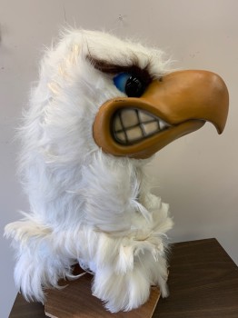 MTO, White, Synthetic, Feathers, HEAD-Pullover with Exposed Face at Neck, Faux Fur with White Feathers, Foam Padding Inside, Heavy But Comfortable *NON CODED GLOVES With Costume