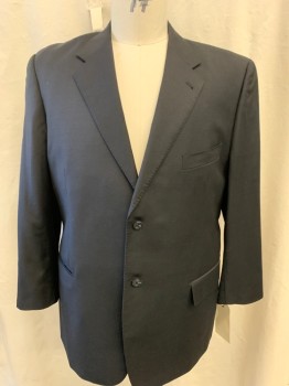 BARONI, Black, Wool, Solid, 2 Buttons,  Notched Lapel, 3 Pockets,