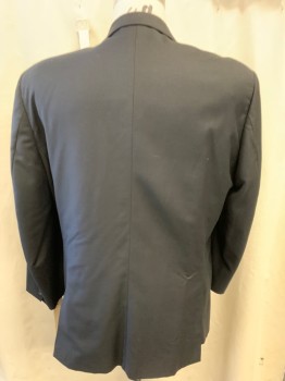 BARONI, Black, Wool, Solid, 2 Buttons,  Notched Lapel, 3 Pockets,