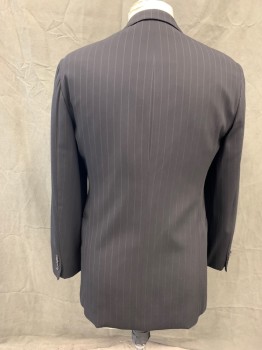 GIORGIO ARMANI, Black, White, Wool, Silk, Stripes - Pin, Single Breasted, Collar Attached, Notched Lapel, 3 Pockets, Long Sleeves
