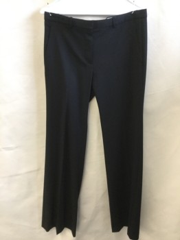 Womens, Slacks, THOERY, Black, Wool, Cotton, Solid, 6, 1" Waistband with Belt Hoops, Flat Front, Zip Front, 4 Pockets
