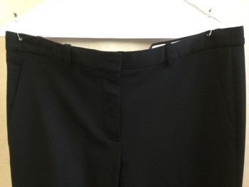 Womens, Slacks, THOERY, Black, Wool, Cotton, Solid, 6, 1" Waistband with Belt Hoops, Flat Front, Zip Front, 4 Pockets