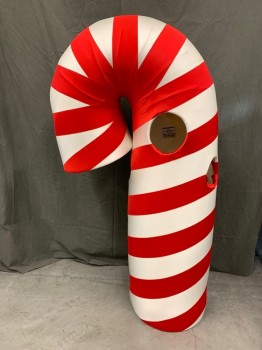 Childrens, Walkabout Kids, MTO: J&M COSTUMES, Red, White, Synthetic, Foam, Stripes - Diagonal , W 13", CANDY CANE: Foam Base Wrapped with Synthetic Stripes, 13" Base Diameter, Face Hole: 5.5" Across and 6" Down, Arm Holes: 3.5" Across, 4.75 Down, Christmas, Multiple