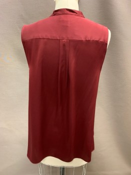 Womens, Top, ANN TAYLOR, Red Burgundy, Polyester, Solid, S, V Neck, Sleeveless