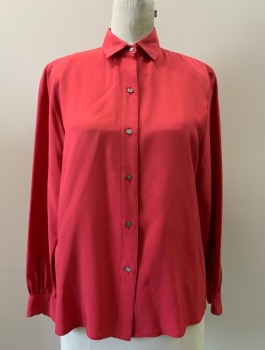 BARRY I BRICKEN, Raspberry Pink, Silk, Solid, L/S, Button Front, Collar Attached,