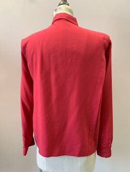BARRY I BRICKEN, Raspberry Pink, Silk, Solid, L/S, Button Front, Collar Attached,
