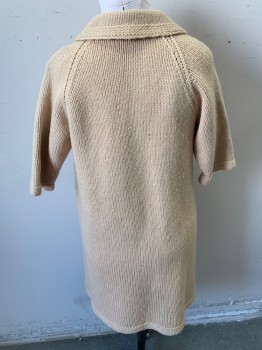 Womens, Cardigan Sweater, NL, Beige, Acrylic, Wool, B: 38, Knit, Peter Pan Over Sized Collar, Single Breasted, Button Front, Knit Buttons, 2 Pockets