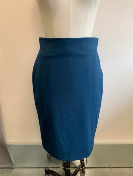 Womens, Skirt, Knee Length, ANN TAYLOR, Dusty Blue, Polyester, Rayon, Solid, 4P, Back Zipper, Invisible Zipper, F.F, Kick Pleat, Pencil Skirt