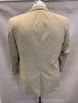 Mens, Sportcoat/Blazer, JOS A BANKS, Olive Green, Wool, Solid, 44 R, Single Breasted, 2 Buttons, 3 Pockets, Notched Lapel, Single Vent