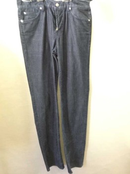 Mens, Casual Pants, 7 FOR ALL MANKND, Navy Blue, White, Cotton, Rayon, Birds Eye Weave, 34, 34, Velvet Jean Style