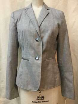 CALVIN KLEIN, Heather Gray, Synthetic, Heathered, Heather Gray, Notched Lapel, 2 Buttons,