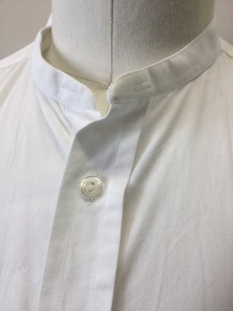 DARCY, White, Cotton, Solid, Long Sleeve Button Front, Band Collar, Reproduction,