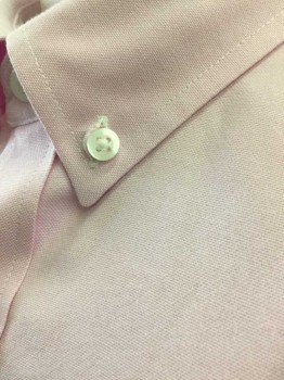 NORDSTROM, Lt Pink, Cotton, Solid, Short Sleeve Button Front, Collar Attached, Button Down Collar, 1 Pocket, Doubles,