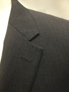 PRONTO UOMO, Dk Gray, Wool, Polyester, Solid, Single Breasted, Notched Lapel, 2 Buttons, 3 Pockets, Light Gray Lining