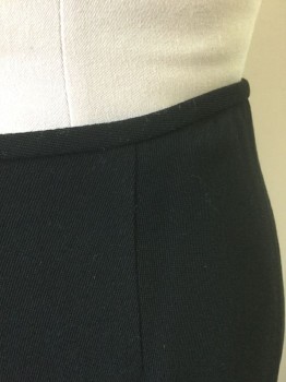 ELLEN TRACY, Black, Rayon, Acetate, Solid, Pencil Skirt, Knee Length, 1/2 Wide Waistband, Darts at Waist, Late 1980's/Early 1990's