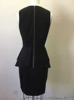 Womens, Cocktail Dress, KEEPSAKE, Black, Polyester, Elastane, Solid, XS, Sleeveless, V-neck, Angular Waist Seam, 2 Layers of Waist A-line Panels, Knee Length, Zip Back