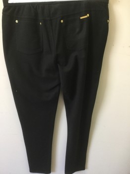 Womens, Casual Pants, MICHAEL KORS, Black, Cotton, Lycra, Solid, 2X, Elastic Waist, Pull on Jegging, Pull on