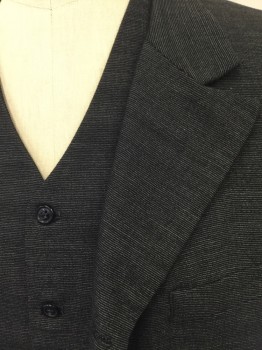 N/L, Black, Gray, Wool, Stripes - Micro, Fine Horizontal Stripe Weave in Black & White. Wide Lapel with Notch, 3 Button Single Breasted, 1 Welt Pocket, 2pockets with Flaps, Slit Center Back,