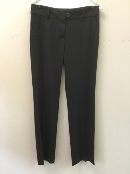 Womens, Slacks, DOLCE & GABBANA, Black, Wool, Elastane, Solid, 8, Flat Front, Zip Front, Ribbon Tape Button Front, 3 Pockets, Belt Loops, Hand Picked Stitching