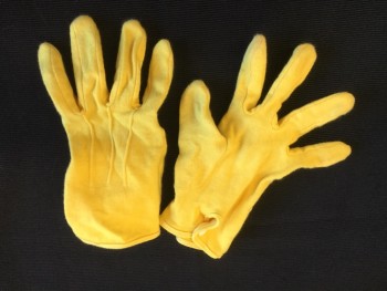 Unisex, Gloves, N/L, Yellow, Poly/Cotton, Solid, M, SQUASH:  Yellow Gloves, White Snap Closure