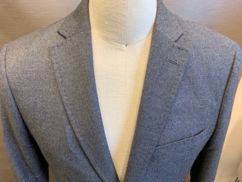 DKNY, Heather Gray, Wool, Heathered, 2 Button Front, Notched Lapel, 3 Pockets,