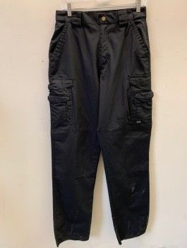 TRU-SPEC, Black, Poly/Cotton, Solid, Tactical Swat Pants, Elastic Side Waistband, Belt Loops, .Zip Fly, 6 Pckts, 2 Cargo Pckts